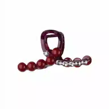 丹琴 本命年红色抓夹红豆珠珠高级感后脑勺盘发卡夹子鲨鱼夹发饰 亚克力 发夹 女款