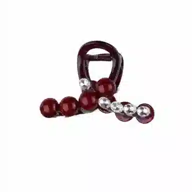 丹琴 本命年红色抓夹红豆珠珠高级感后脑勺盘发卡夹子鲨鱼夹发饰 亚克力 发夹 女款