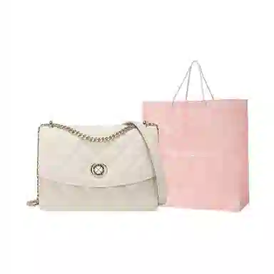 稻草人 时尚百搭通勤 牛皮拼超纤合成革 单肩斜挎包 女款 黑色/米白