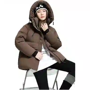 鸭鸭 保暖加厚连帽宽松中长款休闲长袖羽绒服 女款