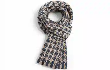 优幽兰 秋冬季学生 经典款千鸟格 加厚防风防寒保暖护脖休闲 绒线围巾 男女同款情侣款 #礼盒