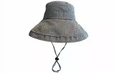 优幽兰 韩系高颜值甜美温柔格子防晒显脸小大帽檐防紫外线遮阳透气舒适大头围太阳可调节 聚酯纤维 渔夫帽 女