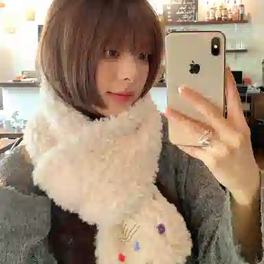 优幽兰 针织加厚护脖子防风保暖东北高级感 绒线围巾 女款