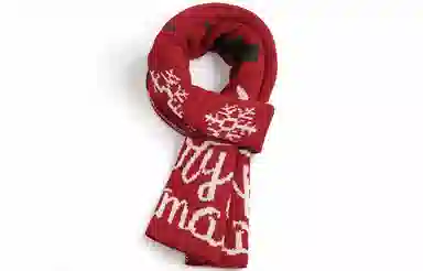 优幽兰 防风防寒仿羊绒护脖子经典款鹿角红色韩系高级感 绒线围巾 女款