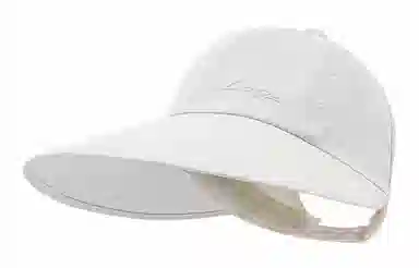 优幽兰 加大帽檐显脸小遮阳帽韩版字母刺绣纯色防紫外线太阳帽户外运动透气空顶帽可扎马尾 聚酯纤维 防晒帽 女款