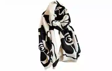 优幽兰 时尚百搭高级感山茶花双面 韩版气质小香风轻奢披风外搭法式高颜值空调房办公室保暖 绒线围巾 女款