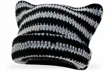 优幽兰 加厚保暖针织帽大头围条纹宽松 韩版显脸小冷帽日系护耳堆堆帽 绒线帽 男女同款情侣款