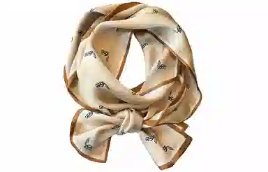 优幽兰 清新淡雅通用搭配衬衫小马图案护颈气质优雅宫廷风高级感穿搭 真丝丝巾围巾纱巾发带飘带 女款