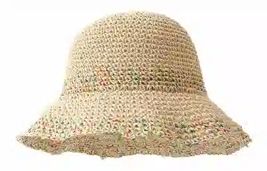 优幽兰 韩版甜美彩虹编织草帽大帽檐显脸小防紫外线遮阳帽镂空透气太阳帽海边度假拍照打卡沙滩帽潮 纤维素材料 防晒帽 女款