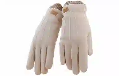 优幽兰 加绒加厚保暖防风防寒骑车可触屏分指骑行五指棉设计感拼色 绒线手套 女款