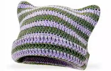 优幽兰 加厚保暖针织帽大头围条纹宽松 韩版显脸小冷帽日系护耳堆堆帽 绒线帽 男女同款情侣款