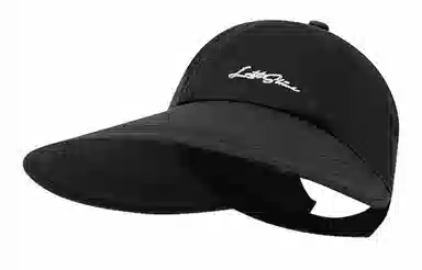 优幽兰 加大帽檐显脸小遮阳帽韩版字母刺绣纯色防紫外线太阳帽户外运动透气空顶帽可扎马尾 聚酯纤维 防晒帽 女款