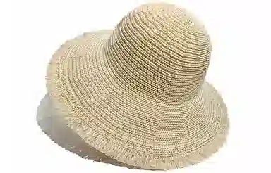 优幽兰 潮流草帽海边沙滩遮阳法式慵懒风防紫外线户外旅行推荐 聚酯纤维 防晒帽 女款