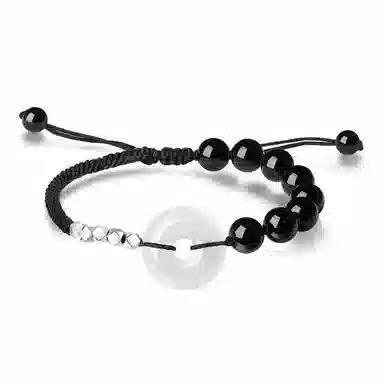 琅风 碎碎白玉扣手饰简约国风气质高级 玉髓 玉石手链 男款