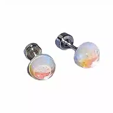 余笙情 闪耀华子 气质简约小众设计高级感 光面立体璀璨爆闪锆石彩色多巴胺日常百搭小巧耳饰 小众百搭 合金 耳钉 男女同款情侣款