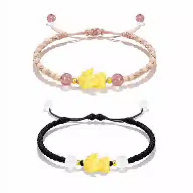 希遇 国潮招财纳福吞金兽 小众转运纳福本命年 可爱貔貅 水晶 手链 男女同款情侣款