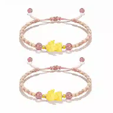 希遇 国潮招财纳福吞金兽 小众转运纳福本命年 可爱貔貅 水晶 手链 男女同款情侣款