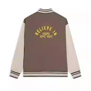 特步  运动生活系列篮球系列 字母拼色单排扣舒适透气宽松棒球服 男款 鹰背褐/屋脊灰