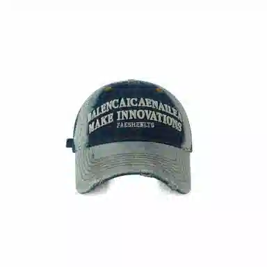 木林森 重工水洗做旧破洞牛仔布 美式字母刺绣棒球帽 棉 鸭舌帽 男女同款情侣款