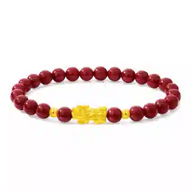 吉瑶 财运滚滚貔貅 招财纳福转运珠 新中式轻奢小众设计#好运 再造辰砂朱砂 手串 男女同款情侣款