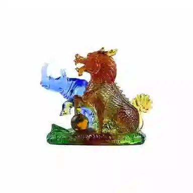 媚之吻 集雅轩宋韶光大师吉祥物生肖属猪头角峥嵘 琉璃 玉石摆件雕件 男女同款情侣款