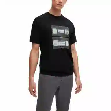 HUGO BOSS FW23 Cotton-Jersey T-Shirt With Music-Inspired Print T