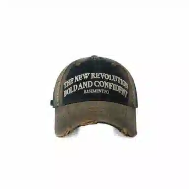 木林森 重工水洗做旧破洞牛仔布 美式字母刺绣棒球帽 棉 鸭舌帽 男女同款情侣款