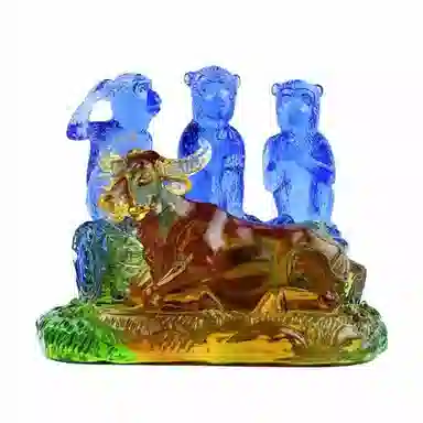 媚之吻 集雅轩宋韶光大师蛇年吉祥物生肖属蛇 牛猴保岁 琉璃 摆件雕件 男女同款情侣款