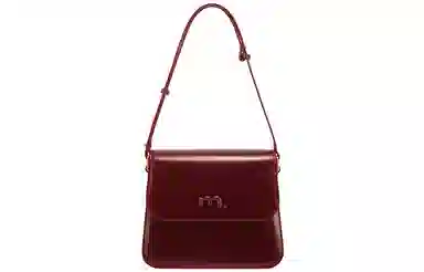 妙迪 复古简约百搭高级感大容量时尚通勤 质感牛皮 定型小方包单肩斜挎腋下包 常规 女款 安可拉红