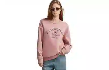 【dme】 字母印花简约圆领套头加厚加绒保暖长袖卫衣 女款 粉色