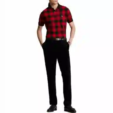Polo Ralph Lauren FW22 Plaid Logo Polo Shirt Red