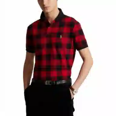 Polo Ralph Lauren FW22 Plaid Logo Polo Shirt Red