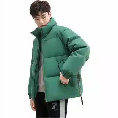 鸭鸭 纯色抗皱短款面包羽绒服 男款