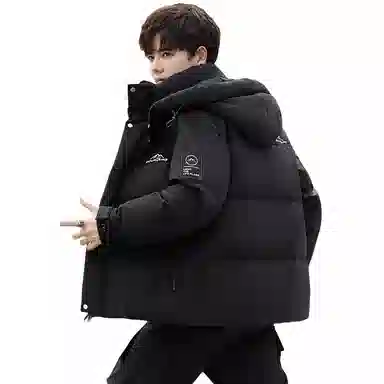 鸭鸭 山系户外极寒面包中青年时尚韩版休闲百搭短款连帽加厚保暖羽绒服 男女同款