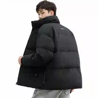 鸭鸭 纯色抗皱短款面包羽绒服 男款