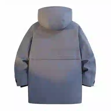 鸭鸭 纯色大口袋保暖防风连帽羽绒服 男款