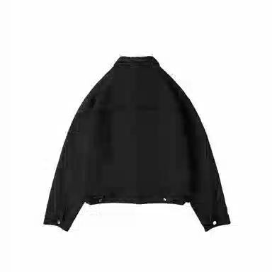 我是大卫 复古水洗做旧牛仔韩系轻熟风短款翻领夹克外套 男女同款