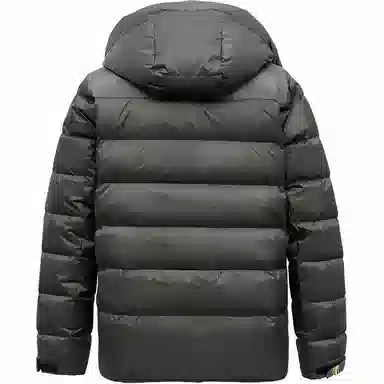 鸭鸭 纯色连帽拉链中长款长袖羽绒服 男款