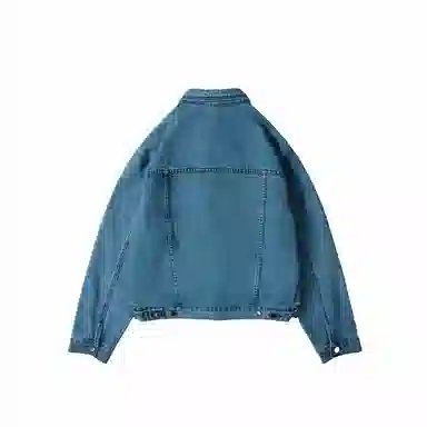 我是大卫 复古水洗做旧牛仔韩系轻熟风短款翻领夹克外套 男女同款