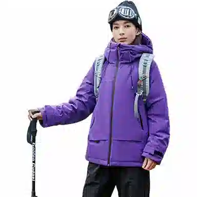 鸭鸭 纯色连帽长袖羽绒服 男女同款