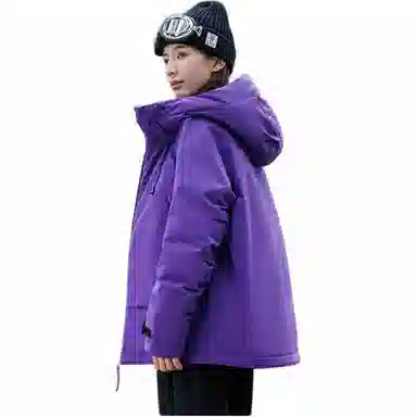 鸭鸭 纯色连帽长袖羽绒服 男女同款