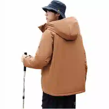 鸭鸭 纯色连帽长袖羽绒服 男女同款