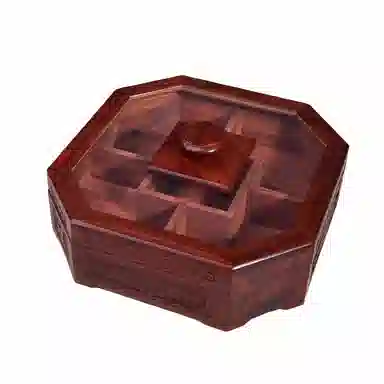 書卓 复古风简约大气 八角雕花果盘  榫卯结构 精细打磨 大富大贵#好运 血檀 摆件 男女同款情侣款