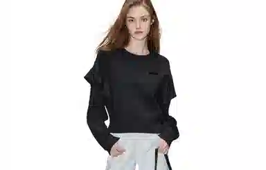 【dme】 纯色圆领套头宽松长袖卫衣 女款