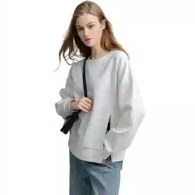 【dme】 纯色圆领套头休闲长袖卫衣 女款 本白