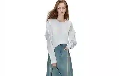 【dme】 纯色圆领套头宽松长袖卫衣 女款