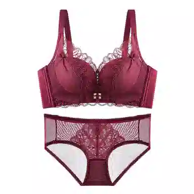 欧迪芬 舒适聚拢上托纯欲蕾丝加高全包软支撑侧收防外扩无钢圈内衣裤套装 女款