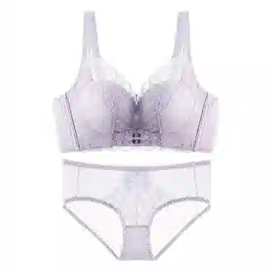 欧迪芬 舒适聚拢上托纯欲蕾丝加高全包软支撑侧收防外扩无钢圈内衣裤套装 女款