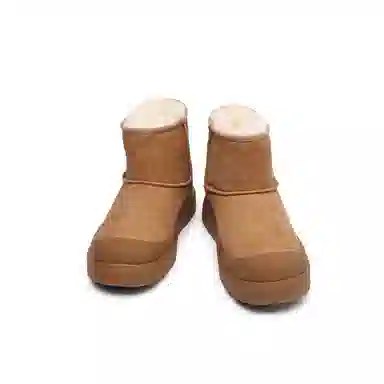 港萌 保暖增高防滑 简约百搭 短筒 雪地靴 男女同款 驼色