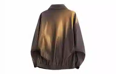 王者荣耀 鲁班七号星空梦想款 美式复古反光银翻领落肩飞行员印花宽松休闲纯色皮衣 男女同款